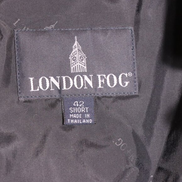 Vintage London Fog Black Trench Coat 42 Short w Liner - Picture 8 of 13